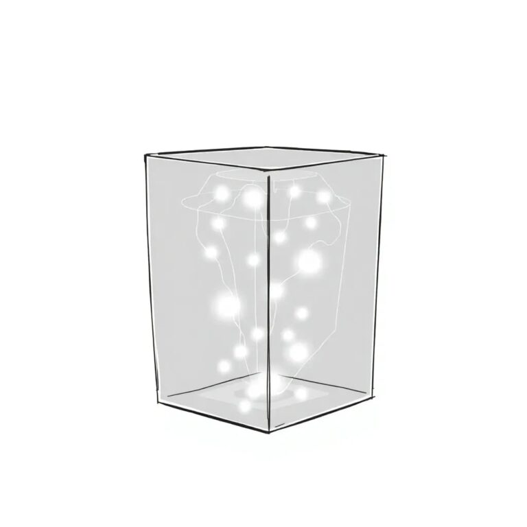 A multi-layered, transparent glass prism with embedded LED lights that change color based on real-time data inputs, symbolizing the complex, dynamic, and verifiable nature of AI governance.