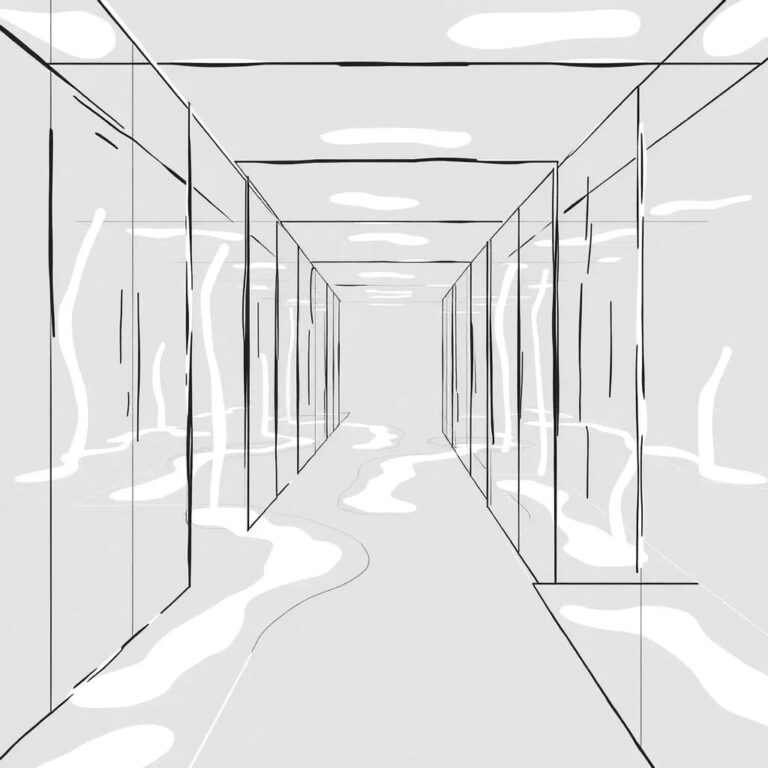 A glass maze filled with shifting, luminescent pathways that adapt and change in real-time