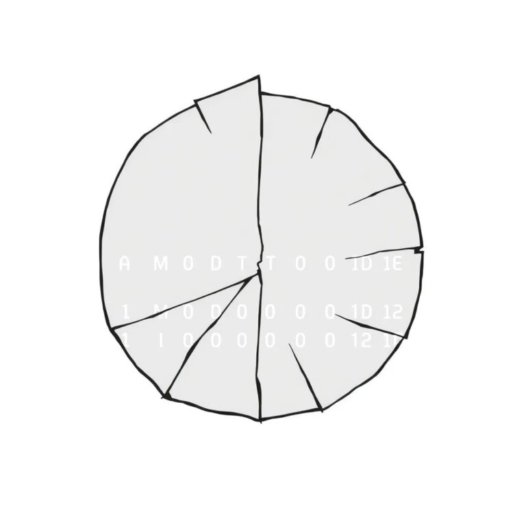 A shattered mirror reflecting a digital code