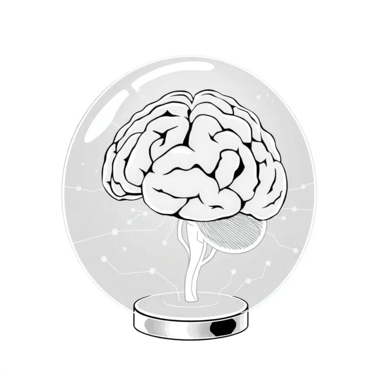 A futuristic, transparent AI brain encased in a glass bank vault, with digital compliance codes flowing through its neural pathways like rivers of light.