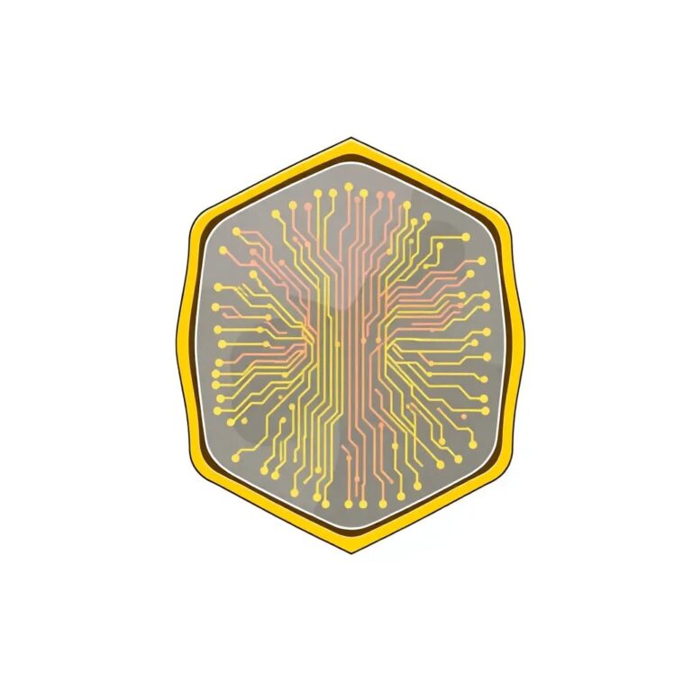 A futuristic, transparent AI circuit board with shifting, multicolored pathways that adapt and change in real-time, encased in a sleek, golden GCC-shaped frame.