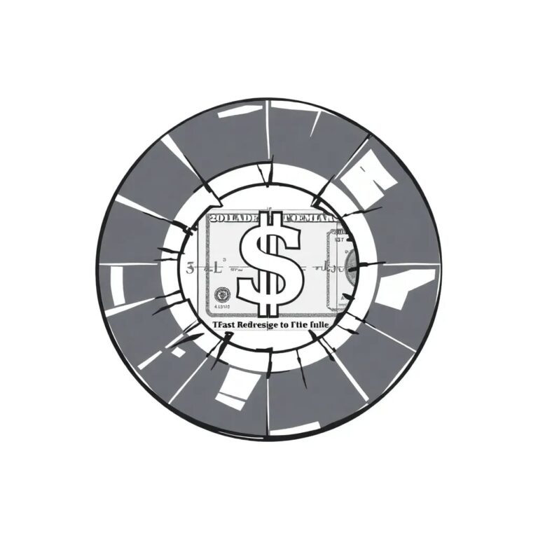 A shattered silicon wafer with a dollar bill embedded in the center