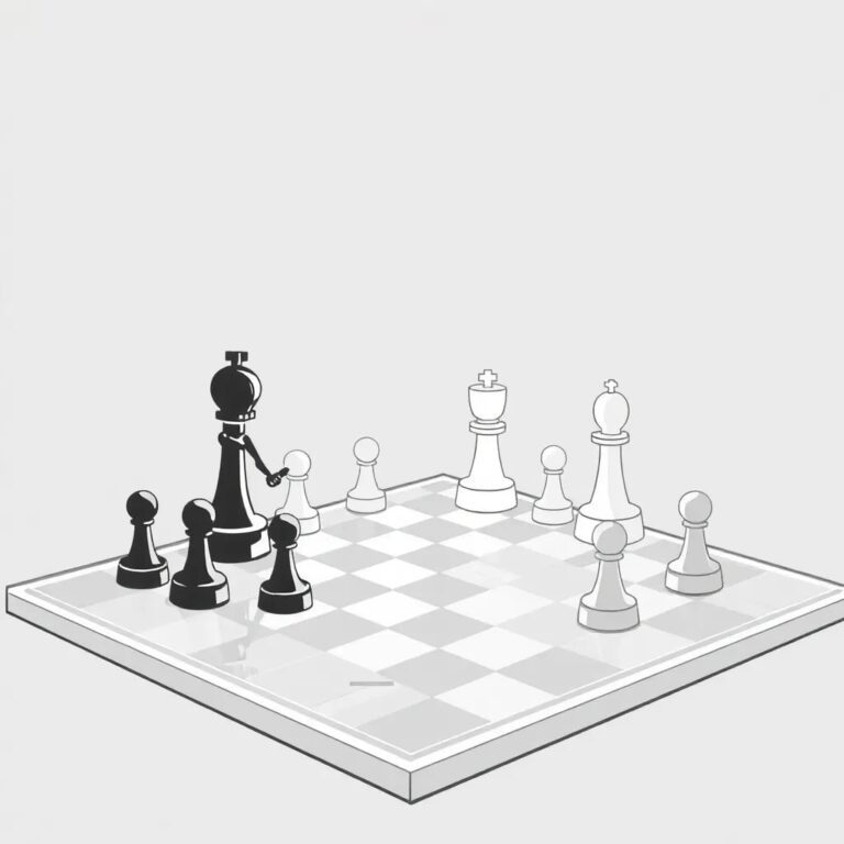 A futuristic, holographic chessboard with AI-controlled pieces and human-controlled pieces playing simultaneously