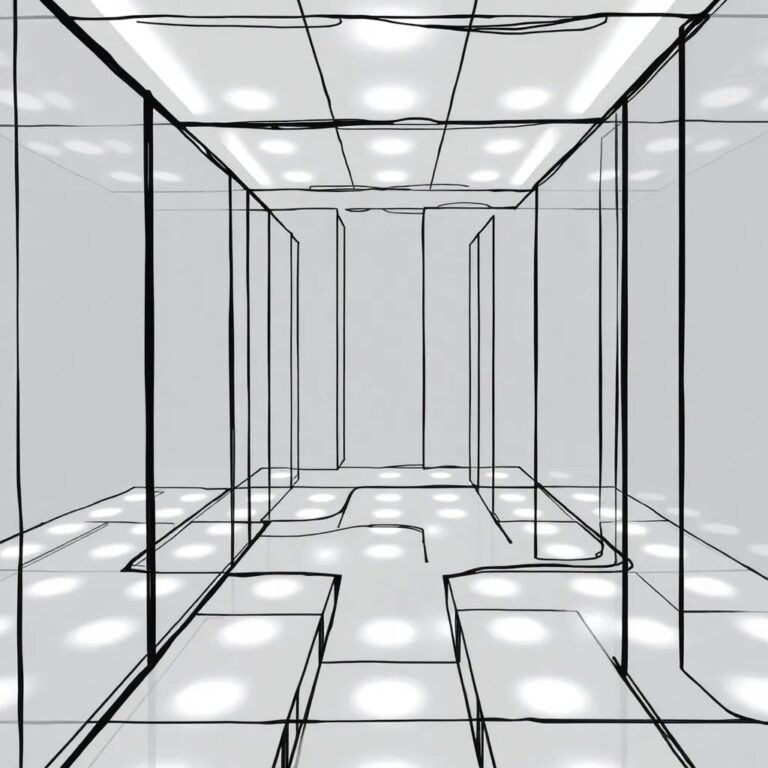 A multi-layered, self-repairing, transparent glass maze with embedded LED pathways that adapt and change in real-time.