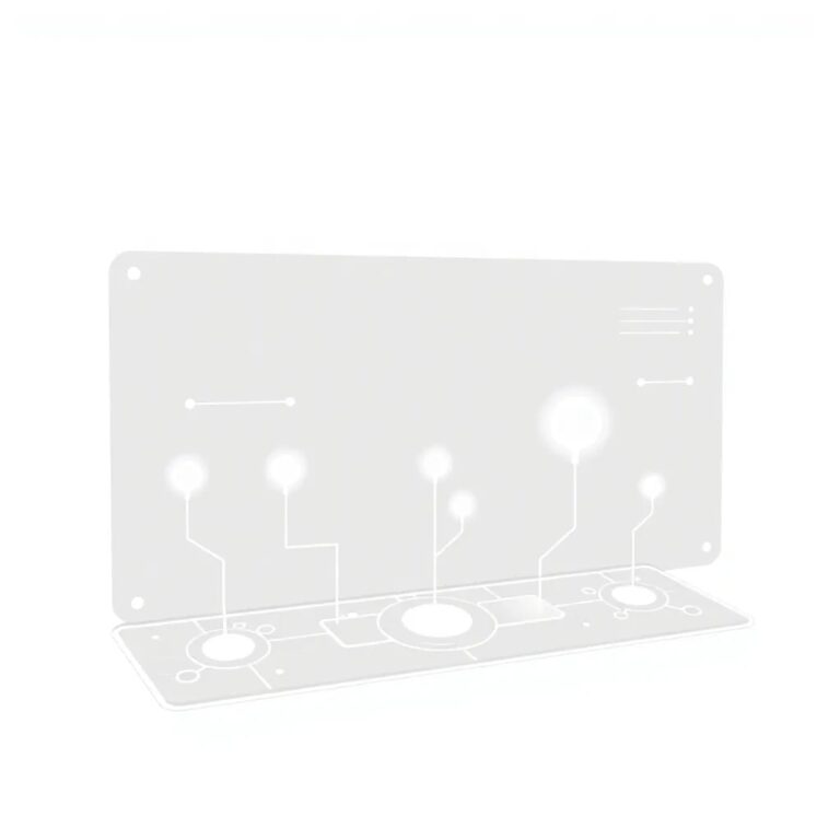 A futuristic, transparent control panel with glowing, interconnected nodes that pulse with data, representing the seamless integration of AI in monitoring and managing operational risks and compliance.