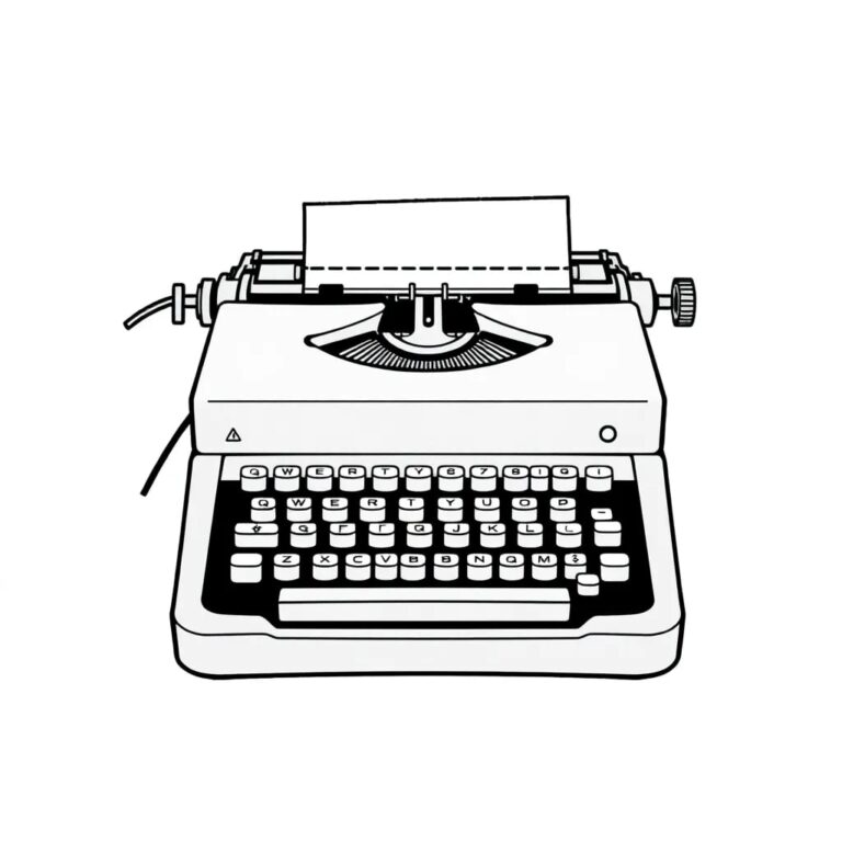 A vintage typewriter with a glowing, futuristic keyboard