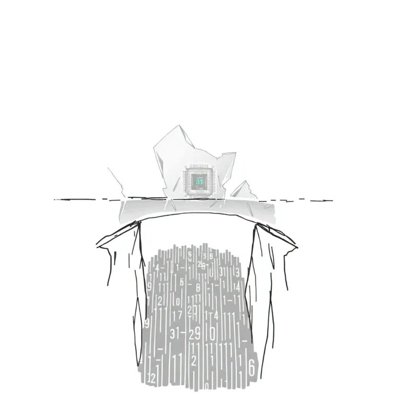 A shattered glass bridge with a glowing AI circuit board embedded within, spanning a chasm of digital code.