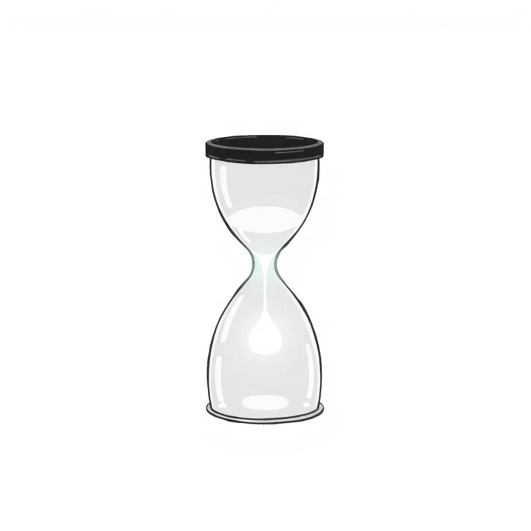 A digital hourglass with a glowing, ever-changing code stream flowing through it