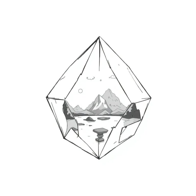 A shattered crystal prism reflecting a fragmented digital landscape