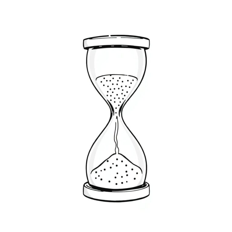 A digital hourglass with flowing binary code instead of sand