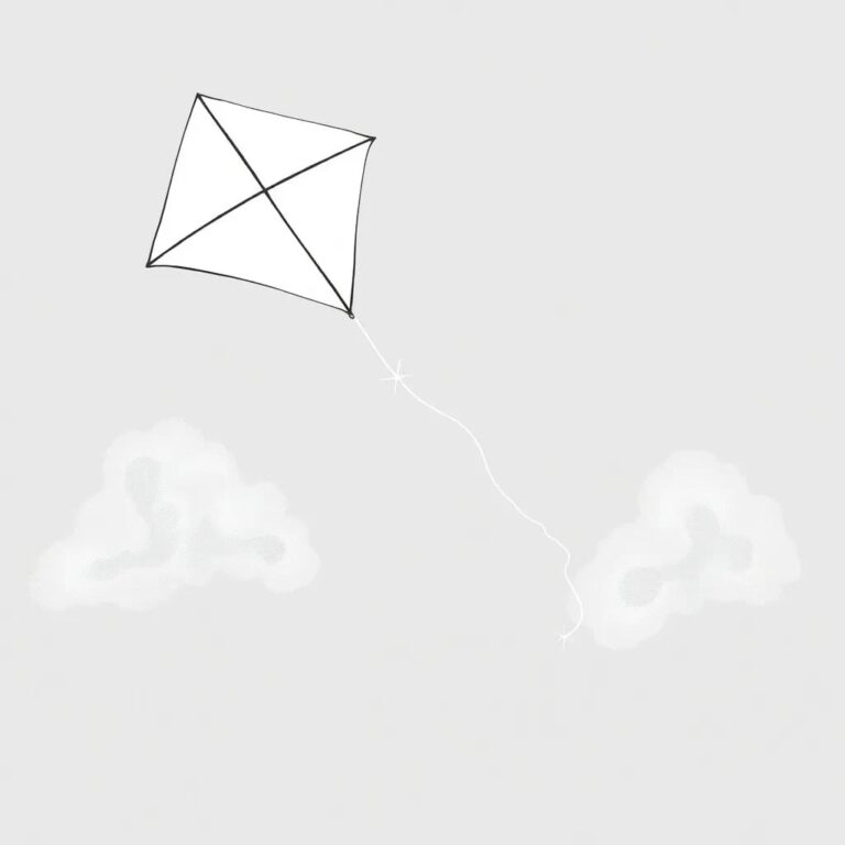 A blindfolded kite soaring through a stormy sky with a glowing AI circuit board as its tail