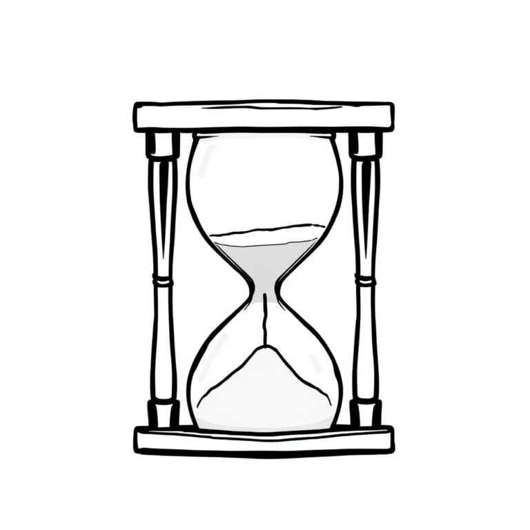 A digital hourglass with shifting sands of binary code