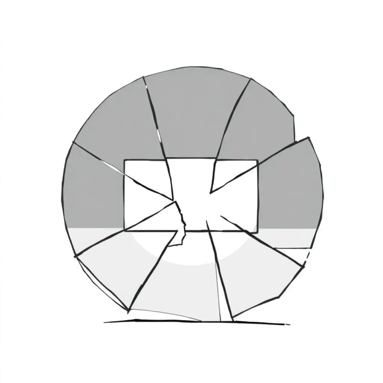 A shattered mirror reflecting a digital interface