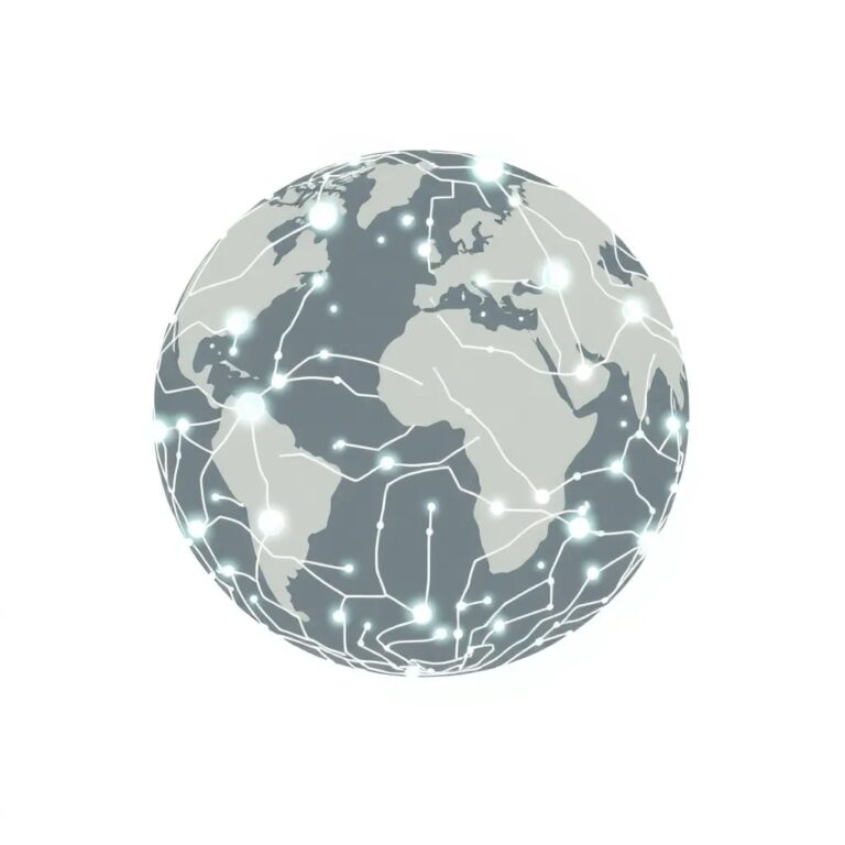 A futuristic, intricately woven globe made of interconnected, glowing circuits that pulse with light, symbolizing the global collaboration and technological advancement in AI governance.