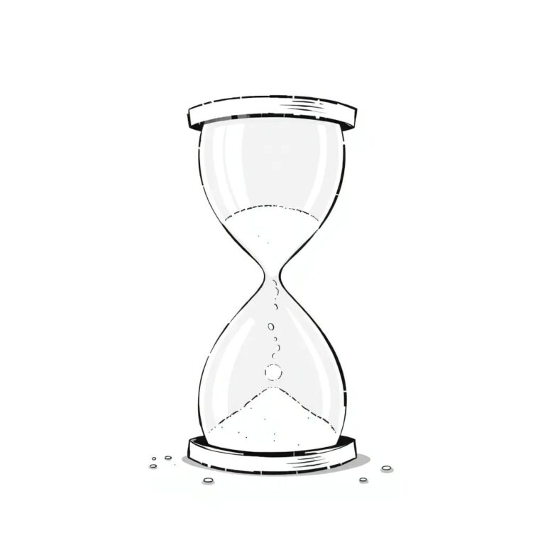 A shattered hourglass with digital sand particles frozen mid-air