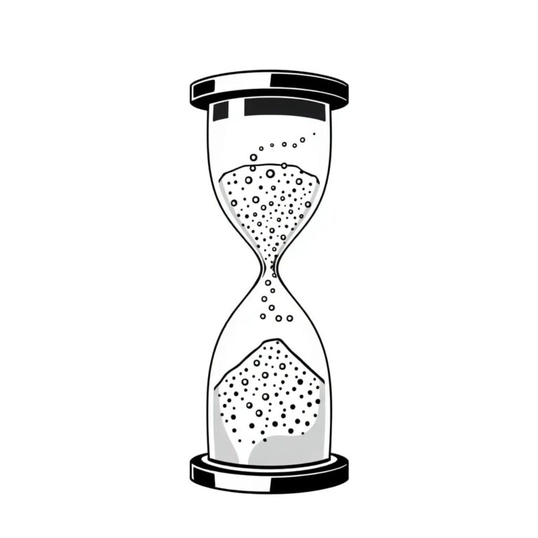 A digital hourglass with AI-driven sand particles that shift and reorganize to form patterns representing governance structures