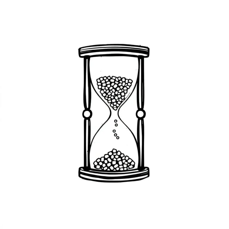 A digital hourglass with shifting binary code grains