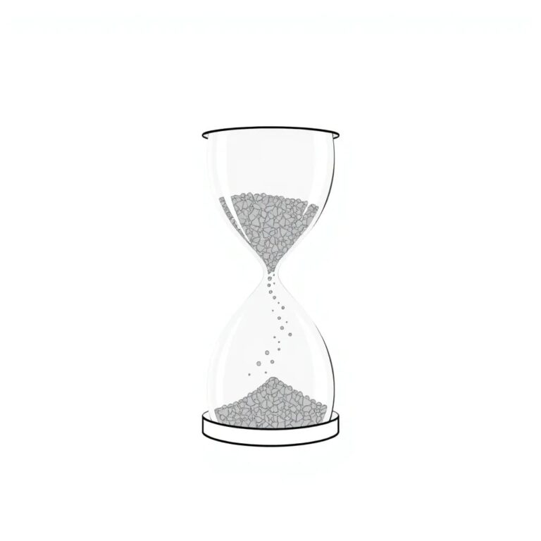 A digital hourglass with AI-generated sand particles