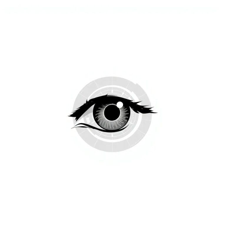 A futuristic, transparent AI eye scanning a digital codex