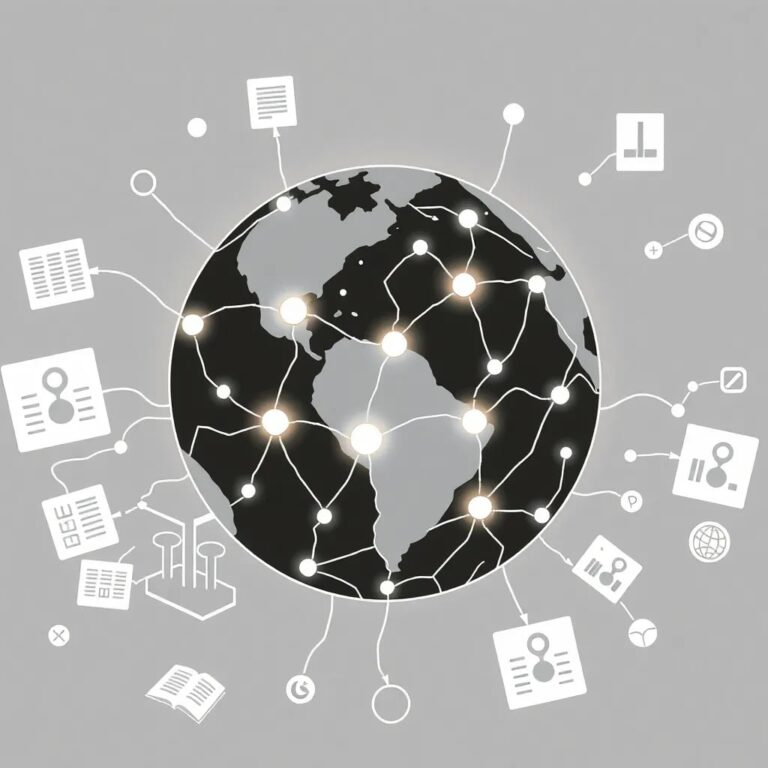 A globe with interconnected neural networks glowing beneath its surface, surrounded by a dynamic, ever-changing map of legal documents and regulatory symbols