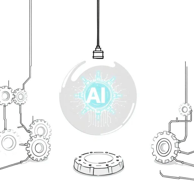 A futuristic, transparent glass orb containing a swirling, luminescent AI algorithm, suspended in a chamber of interconnected gears and circuits, symbolizing the integration and oversight of AI governance.