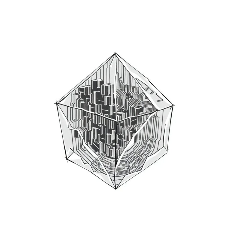 A shattered glass prism revealing a labyrinth of code and circuitry within