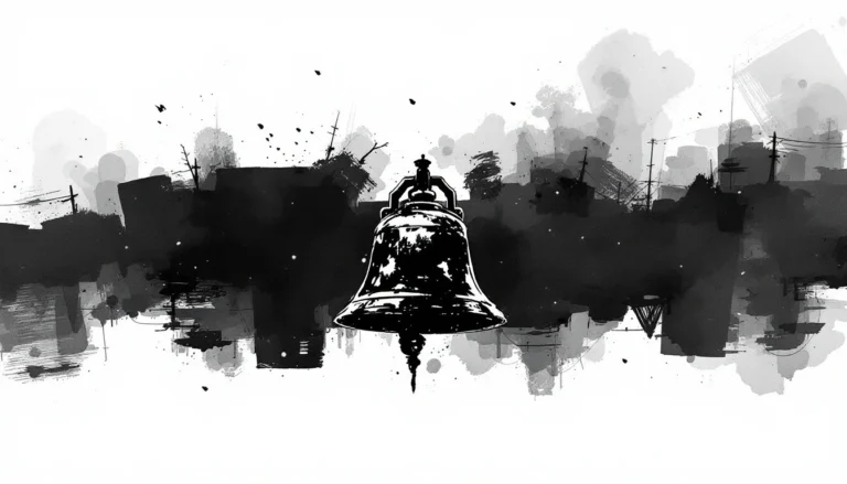 AI incident reporting illustrated by a single ink-brush alarm bell