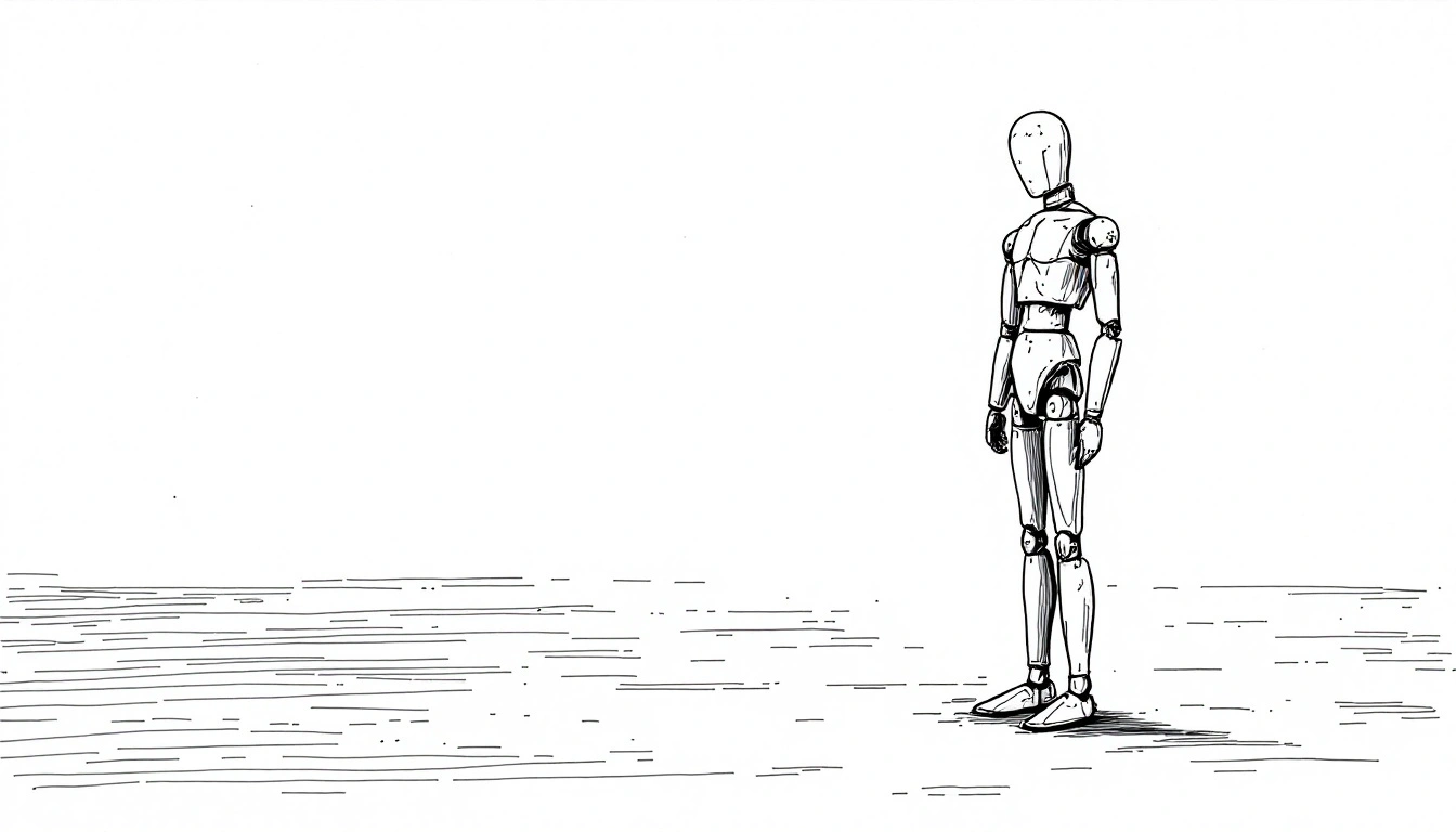 mannequin articulé en bois représentant un modèle d'IA