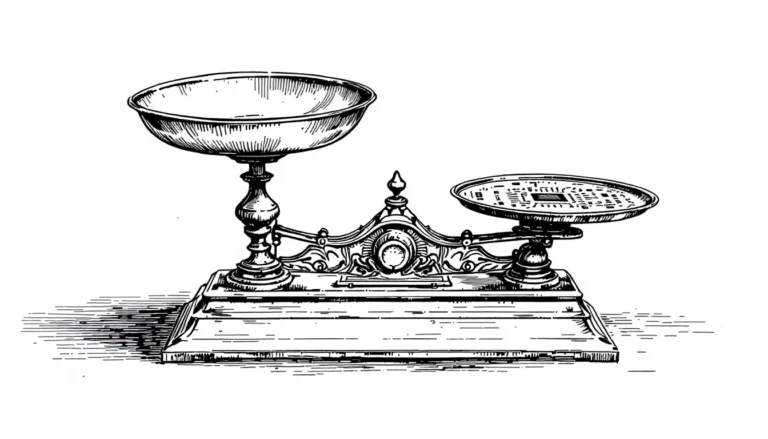 iso 42001 illustrated as an antique brass weighing scale