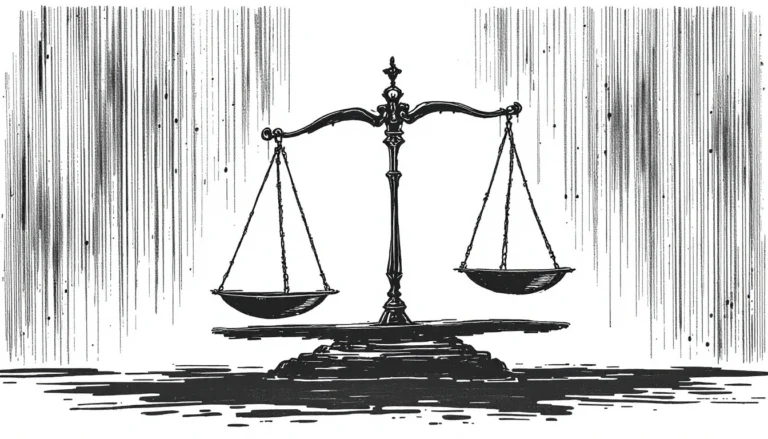 AI risk management balance, sumi-e ink illustration