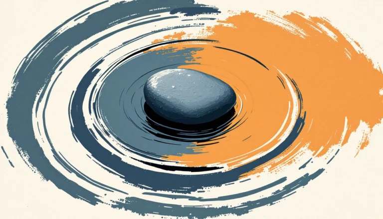River stone at the centre of concentric ripples, illustrating an AI impact assessment