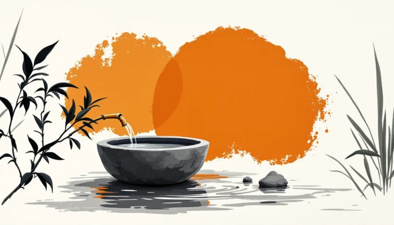 Stone basin and bamboo spout illustrating a data governance framework channelling data flow
