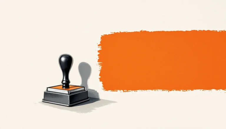 Policy management software concept, sumi-e ink illustration of an approval stamp