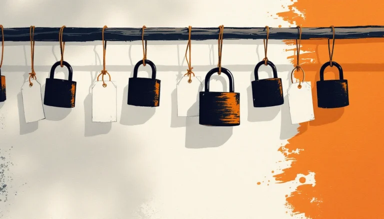 OWASP Top 10 for LLM 2026 shown as ten brass padlocks on a rail, the third one open